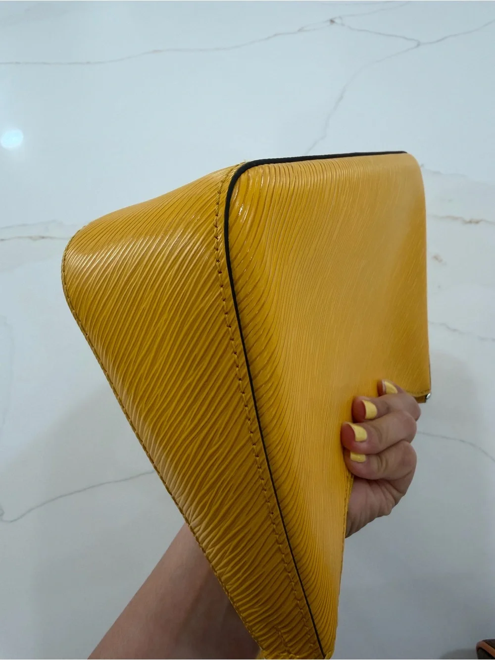 Louis Vuitton Yellow Epi Leather Shoulder Bag with Silver Hardware